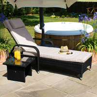 Maze Rattan - Florida Sun Lounger with Free Side Table - Black