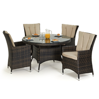 Maze Rattan - LA 4 Seat Rattan Dining Set - 1.2m Round Table - Brown