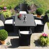 Maze Rattan - LA 4 Seat Rattan Dining Set - 90cm Square Table - Black