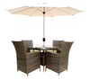Maze Rattan - LA 4 Seat Set (1m x 1m Square Table) - Brown - FREE COVER