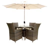 Maze Rattan - LA 4 Seat Set (1m x 1m Square Table) - Brown - FREE COVER