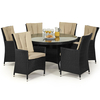 Maze Rattan - LA 6 Seat Rattan Dining Set - 1.35m Round Table - Black