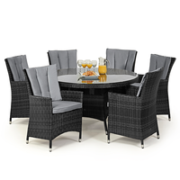 Maze Rattan - LA 6 Seat Rattan Dining Set - 1.35m Round Table - Grey
