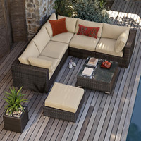 Maze Rattan - London Corner Sofa Set - Brown