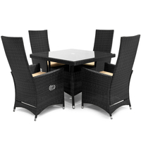 Maze Rattan - Ruxley 4 Seat Rattan Dining Set - 90cm Square Table - Black