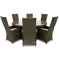 Maze Rattan - Ruxley 6 Seat Rattan Dining Set - 1.35m Round Table - Brown