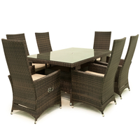 Maze Rattan - Ruxley 6 Seat Rattan Dining Set - 1.5m x 1m Rectangular Table - Brown