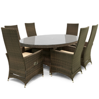 Maze Rattan - Ruxley 6 Seat Rattan Dining Set - 1.8m x 1.2m Oval Table - Brown