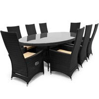 Maze Rattan - Ruxley 8 Seat Rattan Dining Set - 2.3m x 1.3m Oval Table - Black
