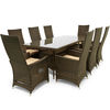 Maze Rattan - Ruxley 8 Seat Rattan Dining Set - 2m x 1m Rectangular Table - Brown