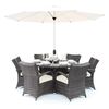 Maze Rattan - Texas 6 Seat Rattan Dining Set - 1.6m Round Table - Grey