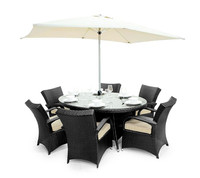 Maze Rattan - Texas 6 Seat Rattan Dining Set - 1.8m x 1.2m Oval Table - Grey