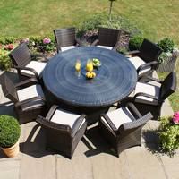 Maze Rattan - Texas 8 Seat Rattan Dining Set - 1.8m Round Table - Brown
