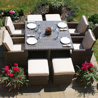 Maze Rattan - Winchester 4 Seat Cube Set With Foostools