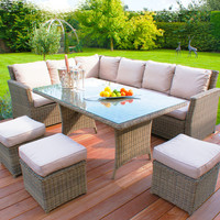 Maze Rattan - Winchester Kingston Corner Dining Set with Footstools