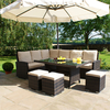 Maze Rattan Kingston Corner Sofa Dining Set - 150cm x 90cm Rectangular Table - Brown