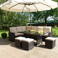 Maze Rattan Kingston Corner Sofa Dining Set - 150cm x 90cm Rectangular Table - Brown