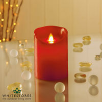 Premier Decorations - 13cm Flameless Pillar Candle with Timer - Red
