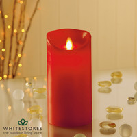 Premier Decorations - 18cm Flameless Pillar Candle with Timer - Red