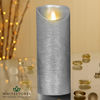 Premier Decorations - 23cm Flameless Pillar Candle - Brushed Silver