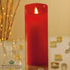 Premier Decorations - 23cm Flameless Pillar Candle with Timer - Red