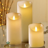 Premier Decorations - Trio of Flameless Pillar Candles with Timer - Cream