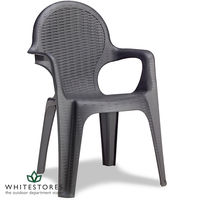 Scab - Intrecciata Rattan Style Medium Back Stacking Resin Armchair - Anthracite Grey