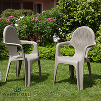 Scab - Intrecciata Rattan Style Medium Back Stacking Resin Armchair - Dove Grey