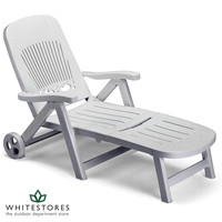 Scab - Splendido Folding 6 Position Resin Sun Bed with Wheels - White