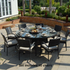 Seaford Rattan 10 Seat Dining Set - 1.8m Round Table - Brown