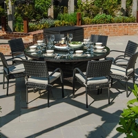 Seaford Rattan 8 Seat Dining Set - 1.8m Round Table - Grey