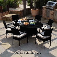 Seaford Rattan 8 Seat Dining Set - 2.3m x 1.3m Oval Table - Black