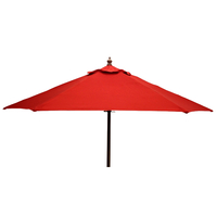 STURDI - 2.5m Round - Wood Garden Parasol - Pulley - Plain Red