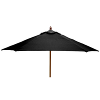 STURDI - 3m Round - Wood Garden Parasol - Pulley - Plain Black