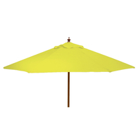 STURDI - 3m Round - Wood Garden Parasol - Pulley - Plain Yellow