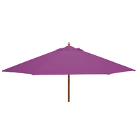 STURDI - 3m Round - Wood Garden Parasol - Pulley - Plum