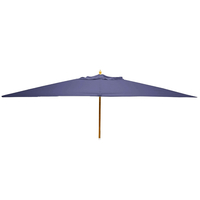 STURDI - 3m x 2m Rectangular - Wood Garden Parasol - Pulley - Plain Navy