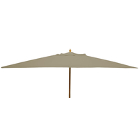 STURDI - 3m x 2m Rectangular - Wood Garden Parasol - Pulley - Plain Taupe