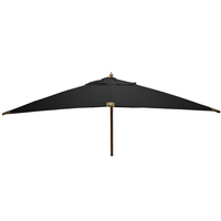 STURDI PLUS - 3m x 2m Rectangular - FSC Wood Garden Parasol - Double Pulley - Plain Black