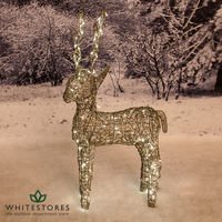 Tri Flora - 120cm Outdoor PVC Rattan Grey Christmas Reindeer Figure - Battery Operated