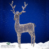 Tri Flora - 150cm Outdoor PVC Rattan Grey Christmas Reindeer Figure - Battery Operated