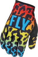 Fly Racing Lite Spotted Motocross Gloves,  red-blue-yellow,  Size M,  red-blue-yellow,  Size M
