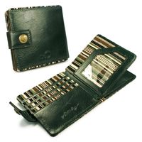 Alston Craig Alston Craig Genuine Vintage Leather RFID Blocking / NFC ID Mens Tec wallet - (Olive Stripe) - Green