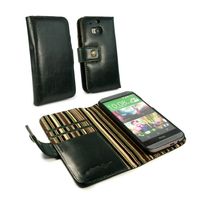 Alston Craig Alston Craig Vintage Genuine Leather Wallet Case Cover for HTC One M8 Olive striped (free Screen Protector) - Racing Green