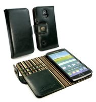 Alston Craig Alston Craig Vintage Genuine Leather Wallet Case Cover for Samsung Galaxy S5 (Olive striped) (free Screen Protector) - Racing Green