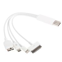E-Volve 4 in 1 (Micro USB 3.0 + 8 Pin Data Adapter / Transfer Cable + Tab 30 Pin + Micro USB) USB Charge Suitable for iPhone 4 & 4S / Samsung Galaxy Note / Tab - (White)