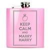 E-Volve Hip flask - 6oz - Stainless Steel - Gloss Pink for Special Occasions (Wedding,  Sports,  Golf,  Bridesmaids,  Maid of Honour etc.) - Keep Calm and Marry Harry