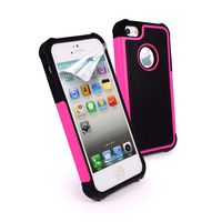 E-Volve Tri-Shield multi-layer Tuff Case for iPhone 5 / 5s (free Screen Protector) - Pink