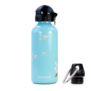 Green Bottle BPA Free / Non Toxic Water Bottle 600 ml / 20 oz - Apple Blossom Light Blue