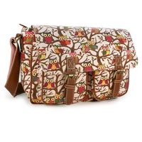 TLC Ladies Canvas Lulu Satchel Bag Owl print for 10" Tablet - Pink